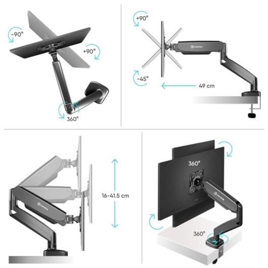 Onkron G50-B Soporte Brazo Articulado de Escritorio para Monitor 13"-32" VESA 100x100 Máx 8 Kg