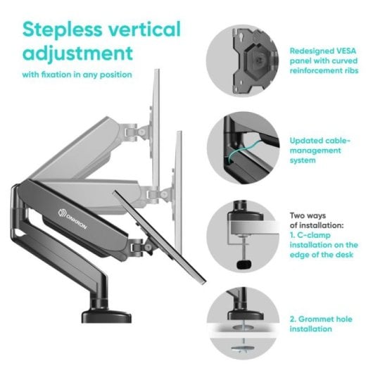 Onkron G50-B Soporte Brazo Articulado de Escritorio para Monitor 13"-32" VESA 100x100 Máx 8 Kg