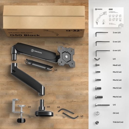 Onkron G50-B Soporte Brazo Articulado de Escritorio para Monitor 13"-32" VESA 100x100 Máx 8 Kg