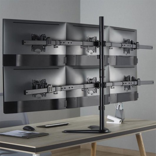 Kimex Soporte de Mesa Giratorio/Inclinable/Rotativo para 6 PC 17"-32" VESA 100x100 Máx. 6Kg/Pantalla