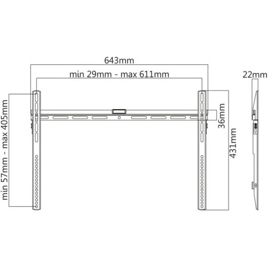 Kimex Supporto Fisso a Parete per TV 37''-70'' VESA 600x400 Max. 40Kg