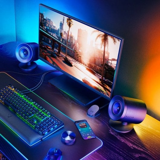Haut-parleurs de jeu Razer Nommo V2 Pro gamme complète 2.1 avec caisson de basses sans fil Bluetooth/USB