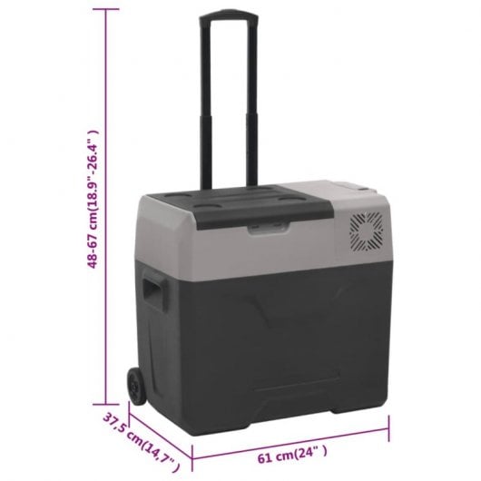 vidaXL Geleira Portátil com Rodas e Adaptador de Corrente 12-24V/100-240V 40L Preto/Cinzento