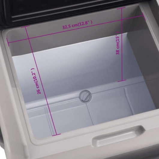 vidaXL Geleira Portátil com Rodas e Adaptador de Corrente 12-24V/100-240V 40L Preto/Cinzento
