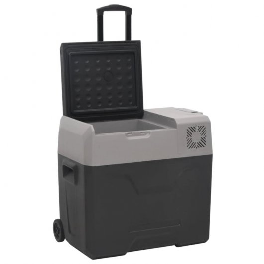 vidaXL Geleira Portátil com Rodas e Adaptador de Corrente 12-24V/100-240V 40L Preto/Cinzento