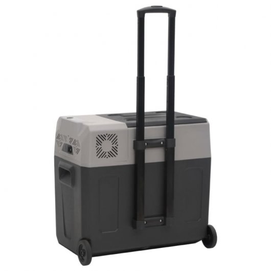 vidaXL Geleira Portátil com Rodas e Adaptador de Corrente 12-24V/100-240V 40L Preto/Cinzento