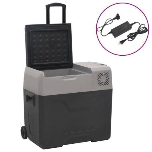 vidaXL Réfrigérateur portable avec roulettes et adaptateur secteur 12-24V/100-240V 30L Noir/Gris