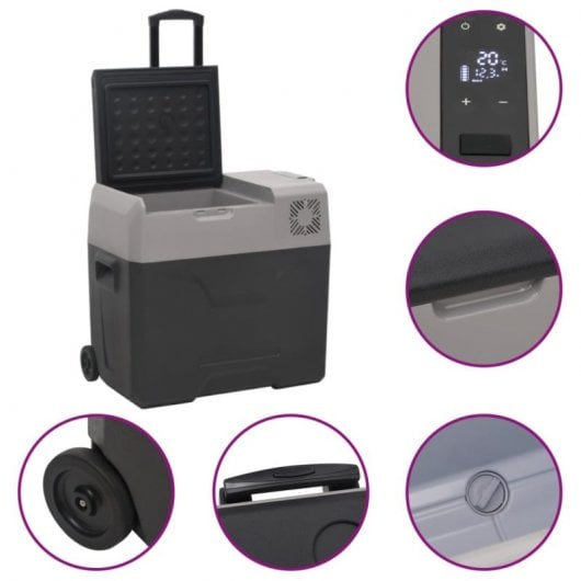 vidaXL Réfrigérateur portable avec roulettes et adaptateur secteur 12-24V/100-240V 30L Noir/Gris