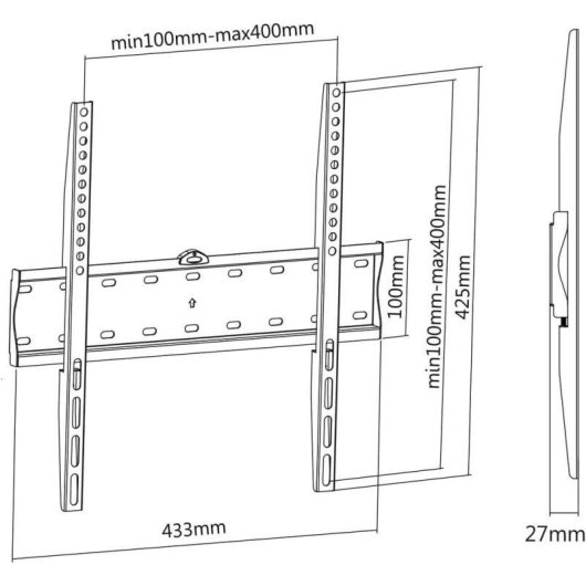 Kimex 012-1026 Suporte TV Fixo de Parede 32 a 55" VESA 200x200 a 400x400 Máx 40Kg