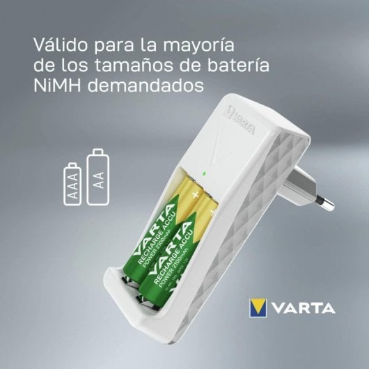 Mini caricabatterie Varta per 2 batterie ricaricabili AA 2100 mAh