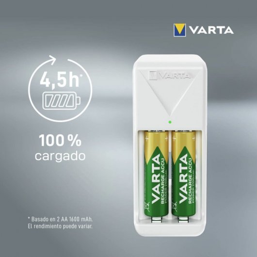 Minicarregador Varta para 2 baterias recarregáveis AAA 800 mAh