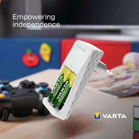 Minicarregador Varta para 2 baterias recarregáveis AAA 800 mAh
