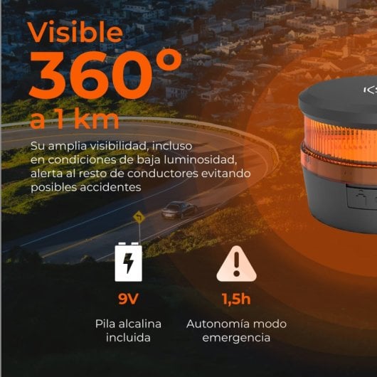 Ksix Luce di Sicurezza IoT Luce di Emergenza V16 Approvata DGT Magnetica