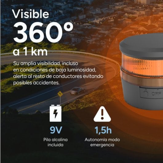 Ksix Safety Light IoT Luz de Emergencia V16 Homologada DGT Magnética