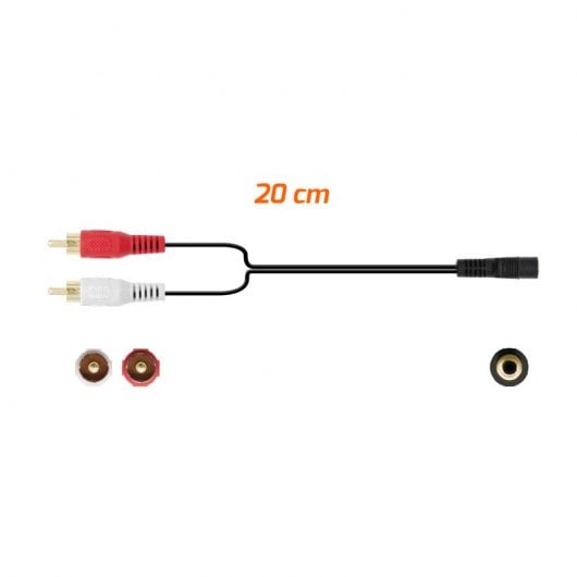 PcCom Essential Cable Adaptador Audio Jack 3.5 mm Hembra a 2x RCA 20cm