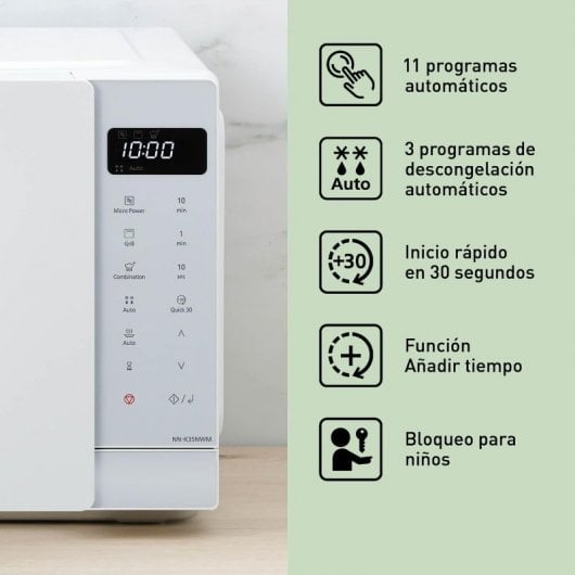 Panasonic NN-K35NWMEPG Microondas con Grill 24L 900W Blanco