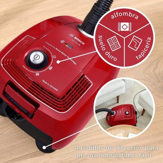Bosch Serie 4 BGB38RD2 Aspiradora con Bolsa 600W Roja