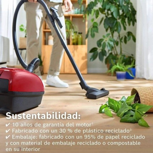 Aspirateur avec Sac Bosch Serie 4 BGB38RD2 600W 4L Filtre Lavable Rouge