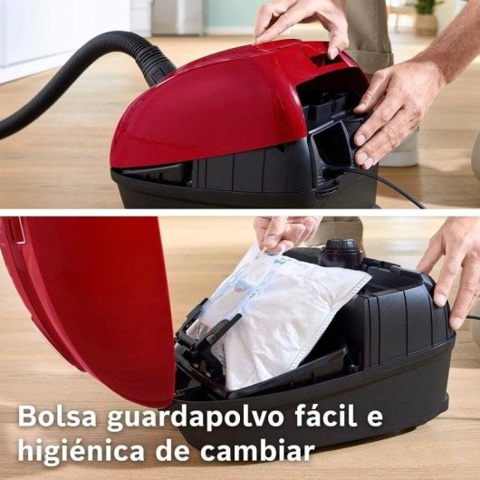 Aspirateur avec Sac Bosch Serie 4 BGB38RD2 600W 4L Filtre Lavable Rouge