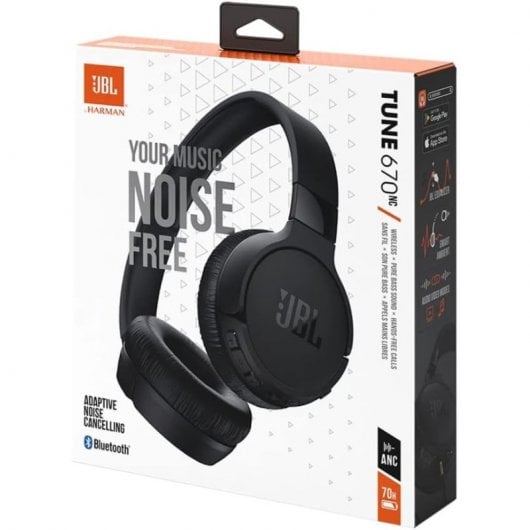 Casque sans fil JBL Tune 670NC avec suppression adaptative du bruit noir