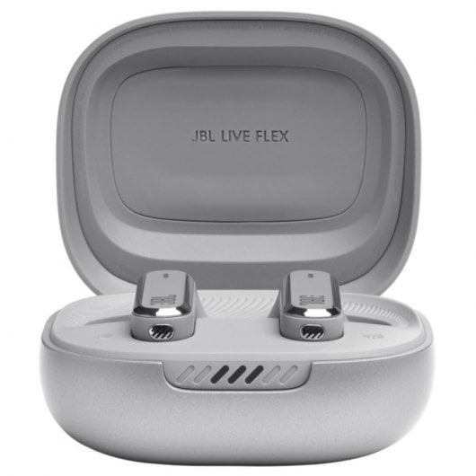 Casque sans fil JBL Live Flex avec suppression adaptative du bruit, argent