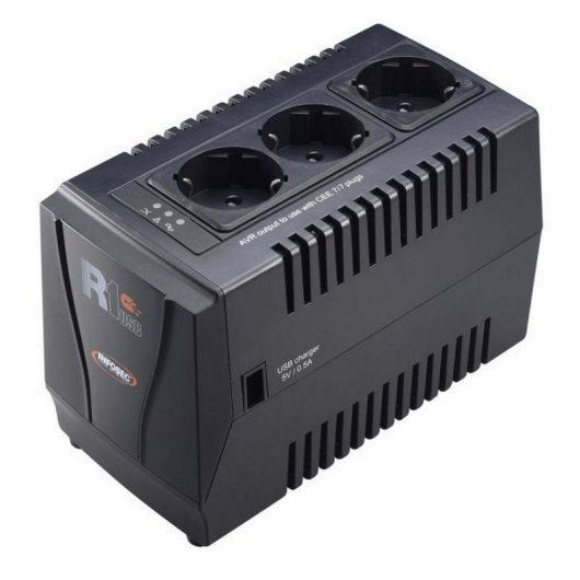 Infosec R1 USB 600 UPS 600VA 300W com 3 Saídas AC FR/Schuko