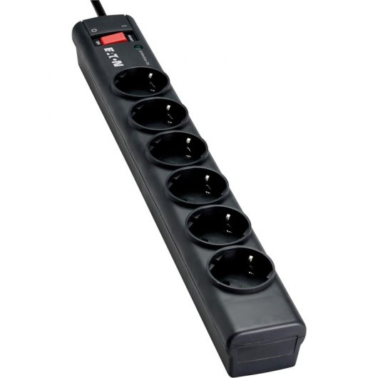 Eaton PS6TF Regleta con Limitador de Tensión 6 Salidas AC Tipo E con RJ11 2500W 1m