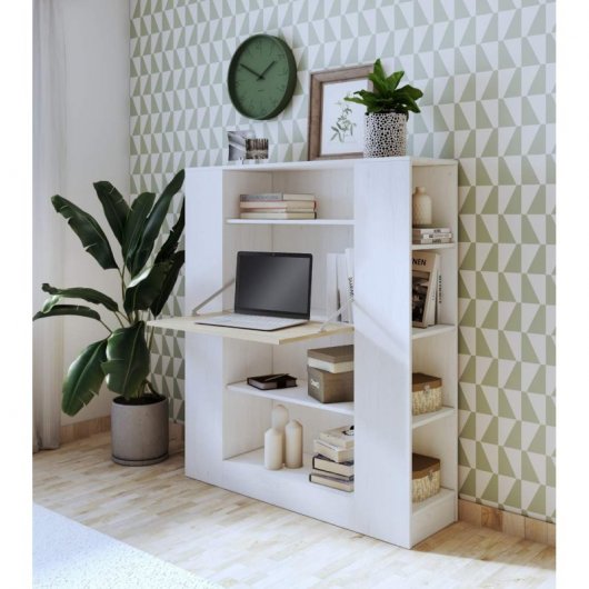 Home Heavenly Darcy Estantería Multifunción para Estudio 140x119.6x34.5cm Blanco/Roble