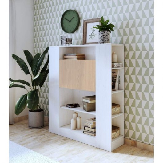 Home Heavenly Darcy Estantería Multifunción para Estudio 140x119.6x34.5cm Blanco/Roble