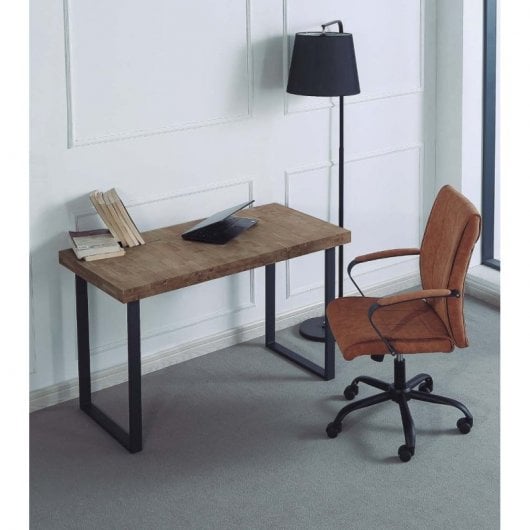 Home Heavenly Darek Mesa de Estudio Estilo Nórdico Industrial 120x73x60cm Roble/Negro