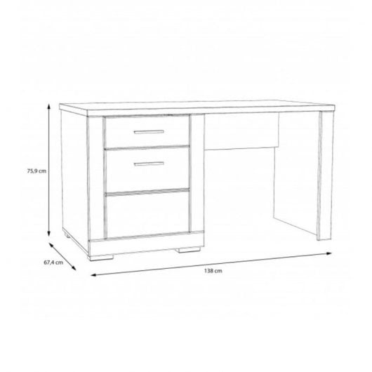Home Heavenly Snow Mesa de Escritorio con Cajón y Puerta 138x67cm Blanco