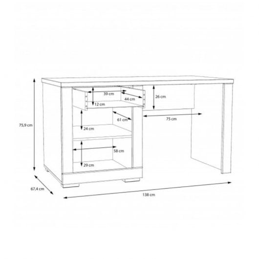 Home Heavenly Snow Mesa de Escritorio con Cajón y Puerta 138x67cm Blanco
