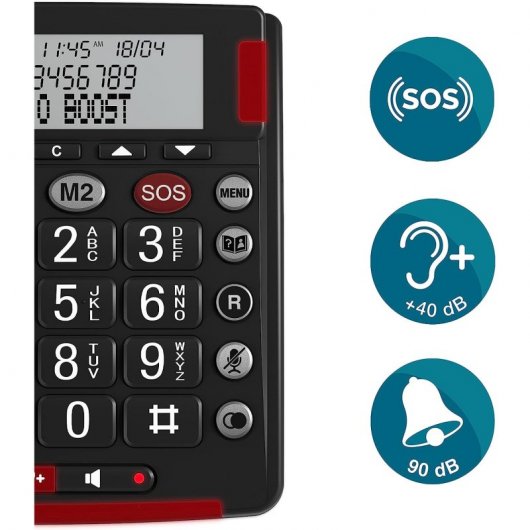 Amplicomms BigTel 50 Alarm Plus Teléfono Sobremesa para Mayores con Pulsera de Alarma