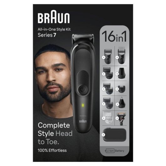 Tondeuse Multifonction Braun Series 7 MGK7470 Sans Fil 1-21mm 100min 10 Sabots Étanche