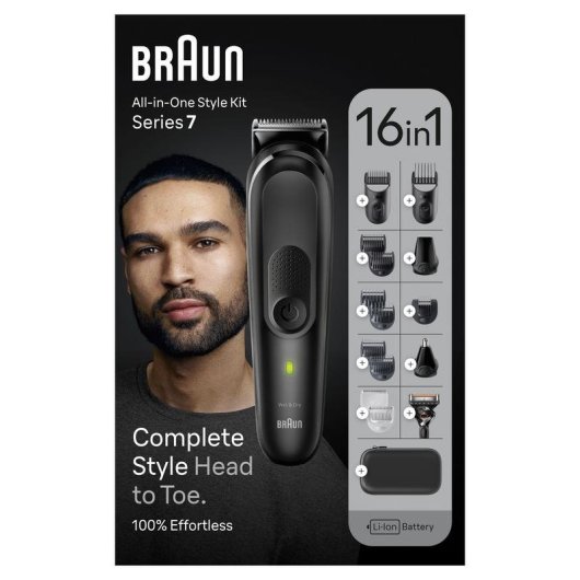 Tondeuse Multifonction Braun Series 7 MGK7470 Sans Fil 1-21mm 100min 10 Sabots Étanche