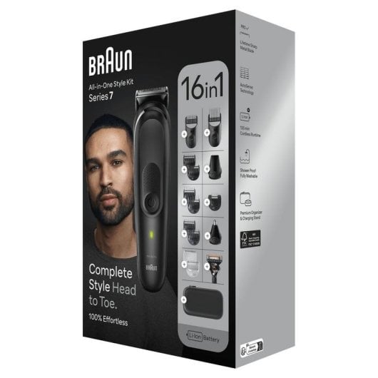 Tondeuse Multifonction Braun Series 7 MGK7470 Sans Fil 1-21mm 100min 10 Sabots Étanche