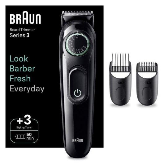 Bartschneider Braun BeardTrimmer 3 BT3411 Kabellos 50min 40 Einstellungen 2 Aufsteckkämme