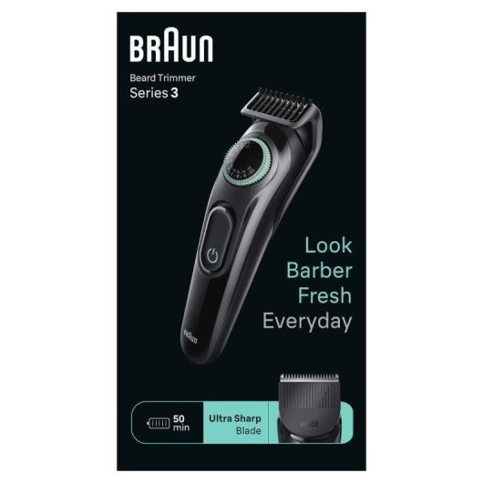 Aparador de Barba Facial Braun BeardTrimmer 3 BT3411 Recarregável 50min Seco 40 Ajustes 2 Pentes