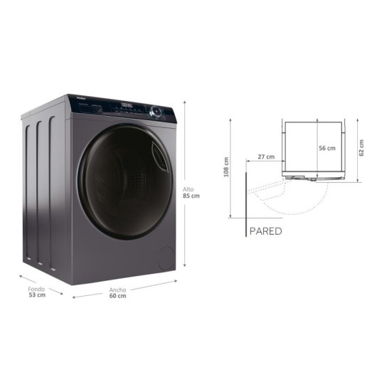 Haier I-Pro Series 3 HWD80-B14939S8 Lavasecadora Carga Frontal 8Kg/5Kg D Antracita
