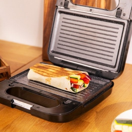 Cecotec Rock'nToast 4in1 Sandwichmaker, 4 auswechselbare Platten, mit Steinbeschichtung, 1000W, Edelstahl