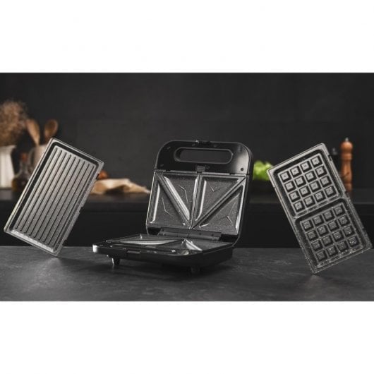 Cecotec Rock'n Toast 1000 3in1 Sandwichera con Placas Intercambiables 800W Inox