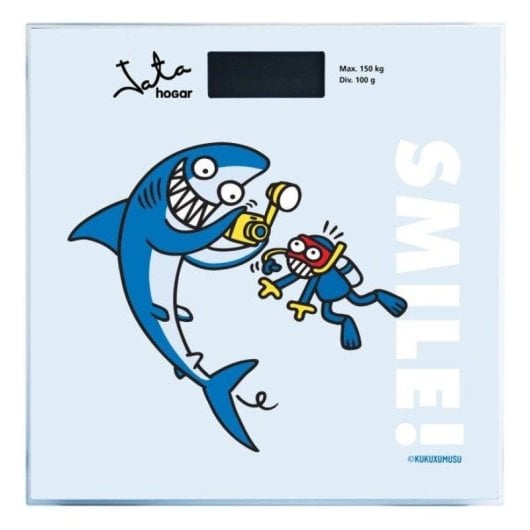 Jata 295K Báscula de baño digital de alta precisión, plataforma de vidrio Kukuxumusu, azul