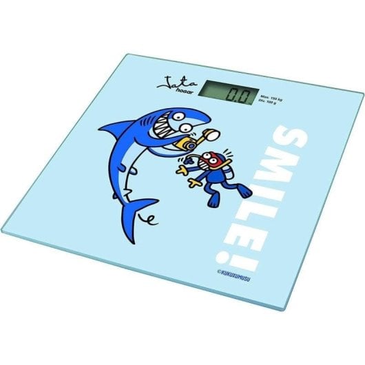 Jata 295K Báscula de baño digital de alta precisión, plataforma de vidrio Kukuxumusu, azul