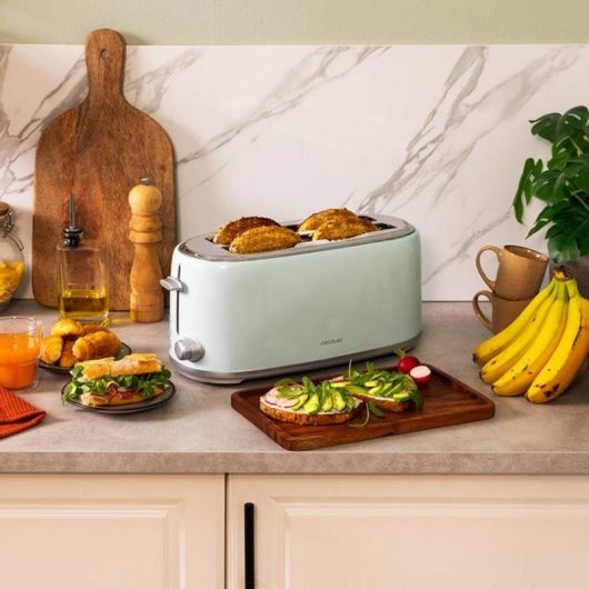 Torradeira Cecotec Toast&Taste 1600 Retro Double 1630W 2 Fendas Longas Aço Azul