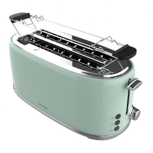 Cecotec Toast&Taste 1600 Retro Doppel-Toaster mit Doppelschlitzen, 1630 W, grün