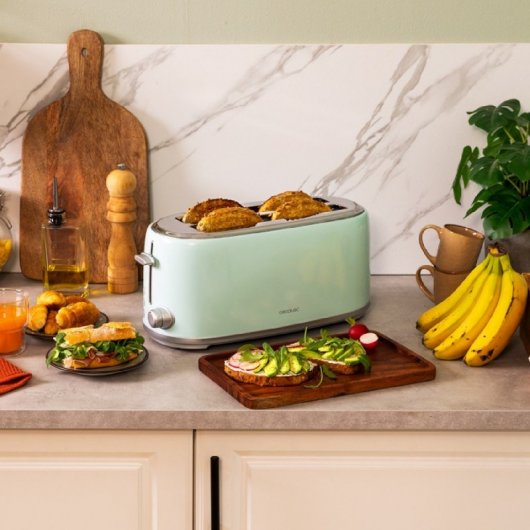 Cecotec Toast&Taste 1600 Retro Doppel-Toaster mit Doppelschlitzen, 1630 W, grün