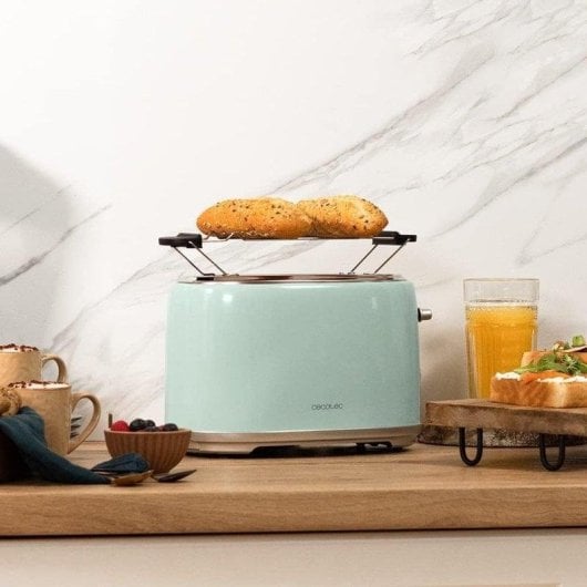 Grille-pain Cecotec Toast&taste 1000 Retro Double 2 fentes 980W bleu acier