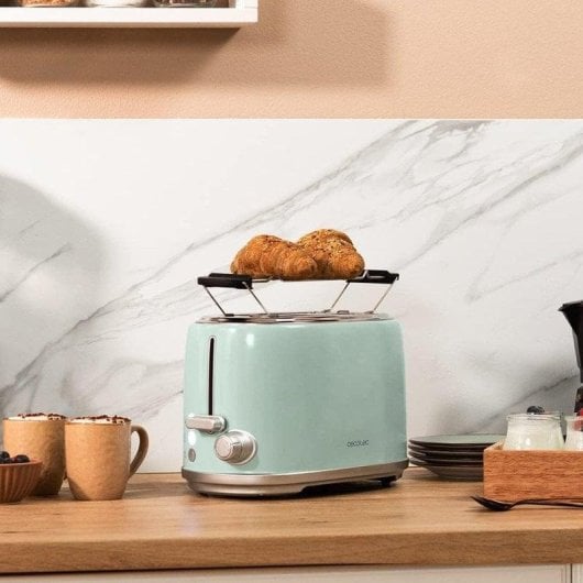 Grille-pain Cecotec Toast&taste 1000 Retro Double 2 fentes 980W bleu acier