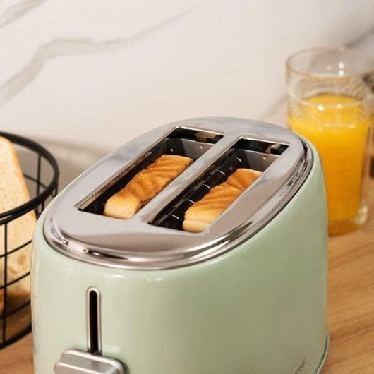 Tostadora Cecotec Toast&taste 1000 Retro Double 980W Grün 2 breite Schlitze Stahlgehäuse