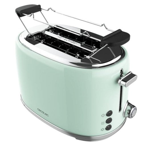 Tostadora Cecotec Toast&taste 1000 Retro Double 980W Grün 2 breite Schlitze Stahlgehäuse